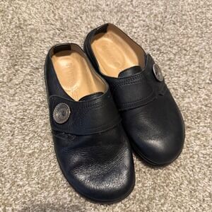 Haflinger Charlotte comfort clogs 38 black leather boho granola girl casual